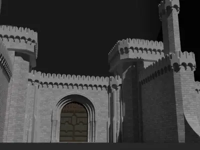 Modular castle walls - 17 pieces with 1 trim sheet texture Low-poly 3D model