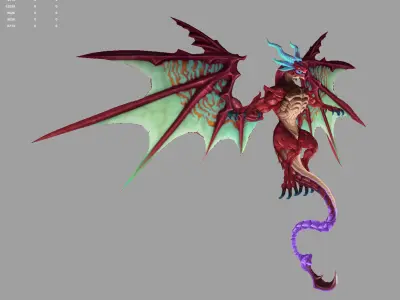 dragon red Low-poly 3D model