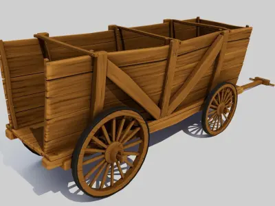 Cartoon Wagon Low-poly 3D model purchase