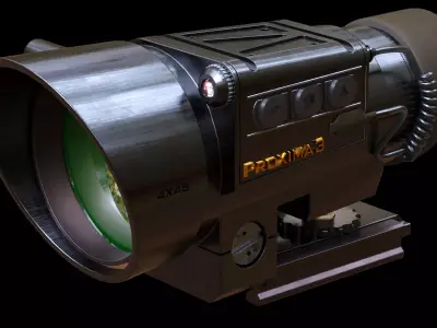 Gun Scope with Laser Pointer 3D model