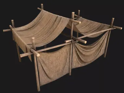 Medieval Market Stall Low-poly 3D model