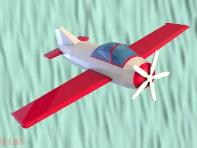 Cartoon  Plane AirCraft Low-poly 3D model
