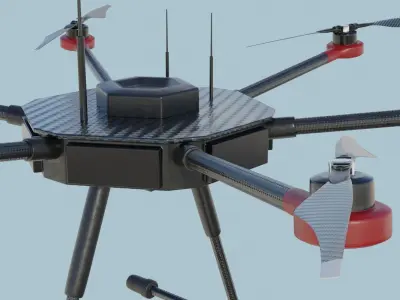 Hexacopter heavy drone UAV model Low-poly 3D model