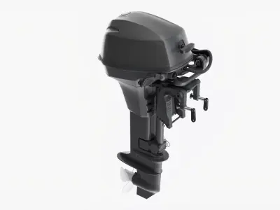 Outboard portable boat motor with folded tiller 3D model