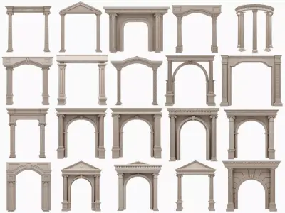 Arched facade columns doorway pilaster 3D model