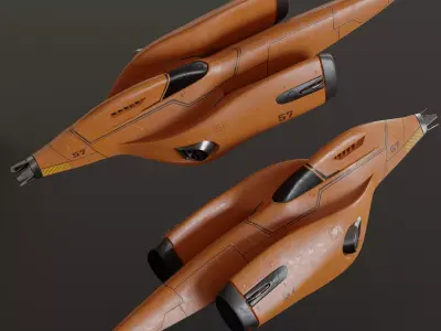 Futuristic sci-fi space racer jet Low-poly 3D model
