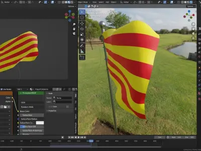 Animated Spain and Catalonia Flags 3D model