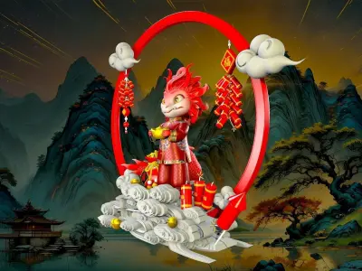 Little Dragons Low-poly 3D model