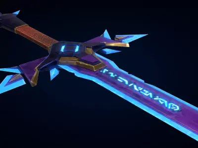 Stylized Sword Low-poly 3D model 11