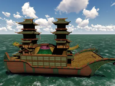 Antique Boat 3D Model-19 Low-poly 3D model