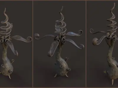 Stylized Fantasy Spiral Flower Low-poly 3D model
