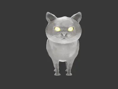 Cat 3D Model Rigged and Animated British Shorthair Low-poly 3D model