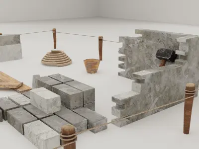 Building Foundation 3  Low-poly 3D model