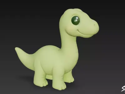 Cartoon Plush Brachiosaurus Low-poly 3D model