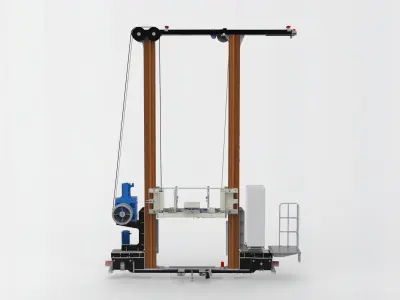Stacking-machine-assembly metal frame with machine 3D model