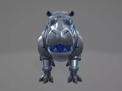Robotic Hippo  - High Poly 3D model