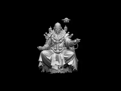 Sci-Fi Cyber Monk STL Tabletop Wargame Miniature Character 3D print model