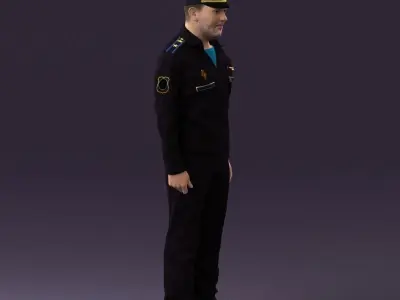 man in russian army blue uniform 1110 3D model