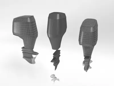 Outboard Motor Low-poly 3D model