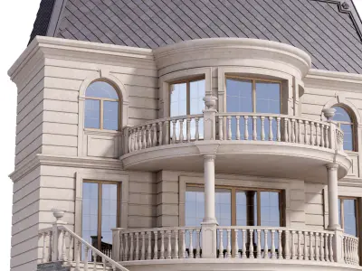 Classic facade of a private with decors 3D model