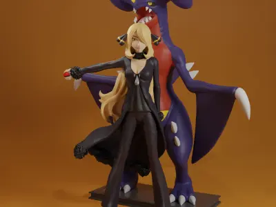 CYNTHIA AND GARCHOMP 3D print model