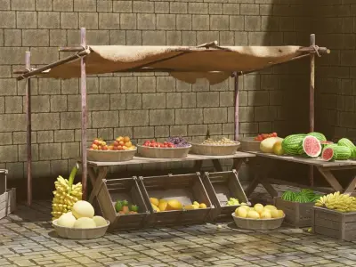 Medieval Fruit Shop Low-poly 3D model