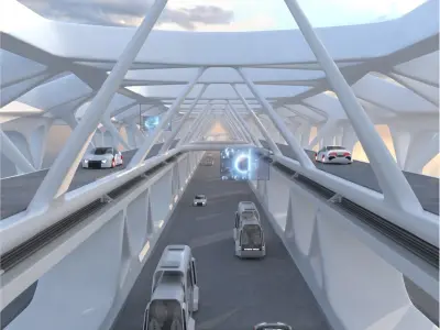 Sci-Fi Futuristic Autobahn Tunnel 3D model