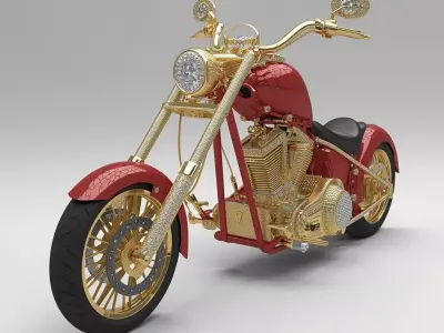 Aztec Sun God Jeweled motorcycle Low-poly 3D model