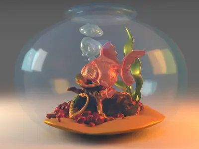 Goldfish Aquarium Low-poly 3D model