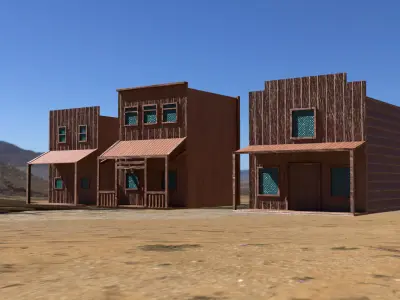 Wild West Town Low-poly 3D model