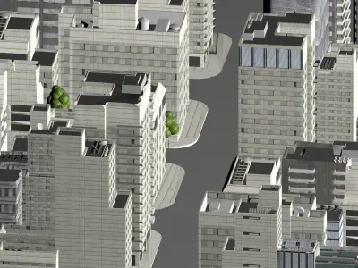 Modern urban highrise building ancillary buildings commercial 3D model