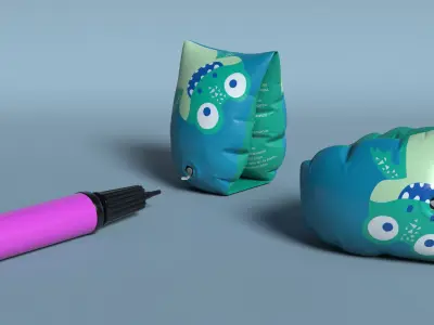 Toddler Float Armbands Set with Manual Pump 3D model