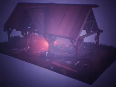 Stylized Medieval Forge 53 Assets Low-poly 3D model