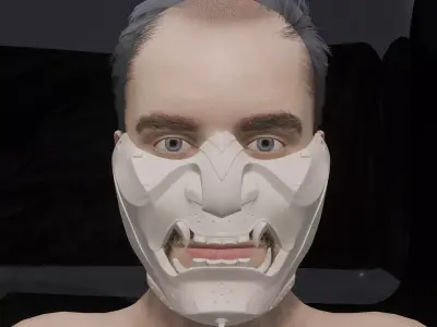 Cyberpunk Samurai Half-Mask 3D print model