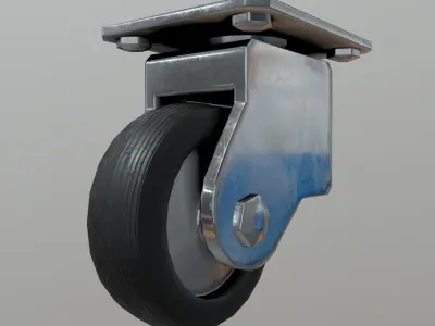 Castor metal caster Low-poly 3D model