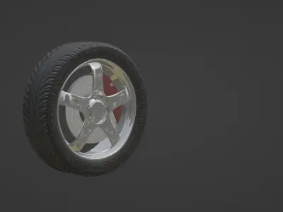Car tire - V shaped tread Low-poly 3D model
