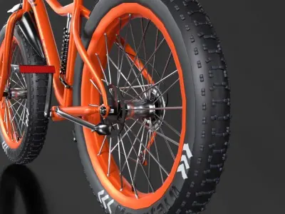 bicycle orange mountain bike Low-poly 3D model