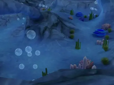 Underwater habitat sea life seascape ship reef coral  3D model