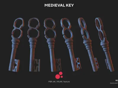 Medieval Keys Set 02 AR low-poly 3D model Low-poly 3D model