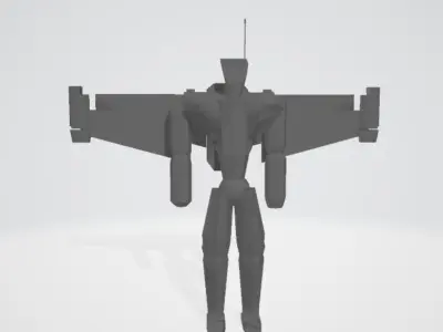 Futuristic War-Robot with Jetpack Low-poly 3D model
