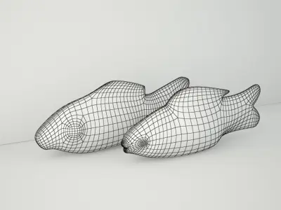 Hand Carved Petrified Wood Koi Fish 3 3D model