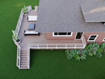 Modern Raised Deck and Backyard Patio Residential 3D Model Free 3D model