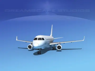 Embraer E-170 LP SS Low-poly 3D model