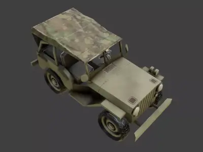 Military Jeep Low-poly 3D model