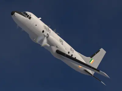 Hawker Siddeley HS 748 Indian Airforce Low-poly 3D model