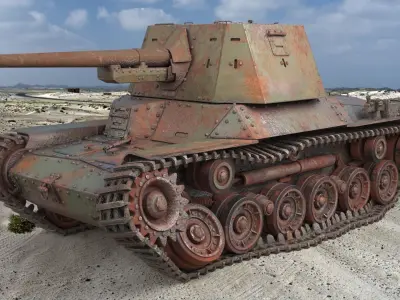 Type 3 Ho Ni III Destroyed  3D model