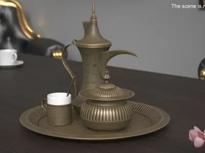 Traditional Arabic Coffee Serving Set 3D model