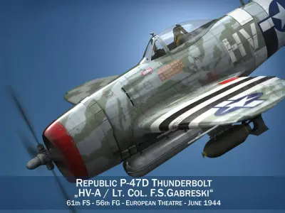 Republic P-47D Thunderbolt  - Lt Col  F S Gabreski 3D model