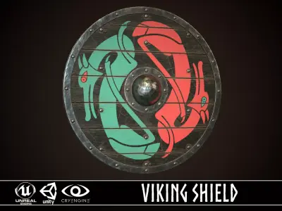 Viking Shield 12 Low-poly 3D model