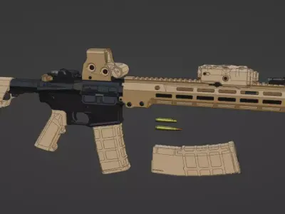 low-poly M4A1 SOPMOD Block III URGI Free 3D model